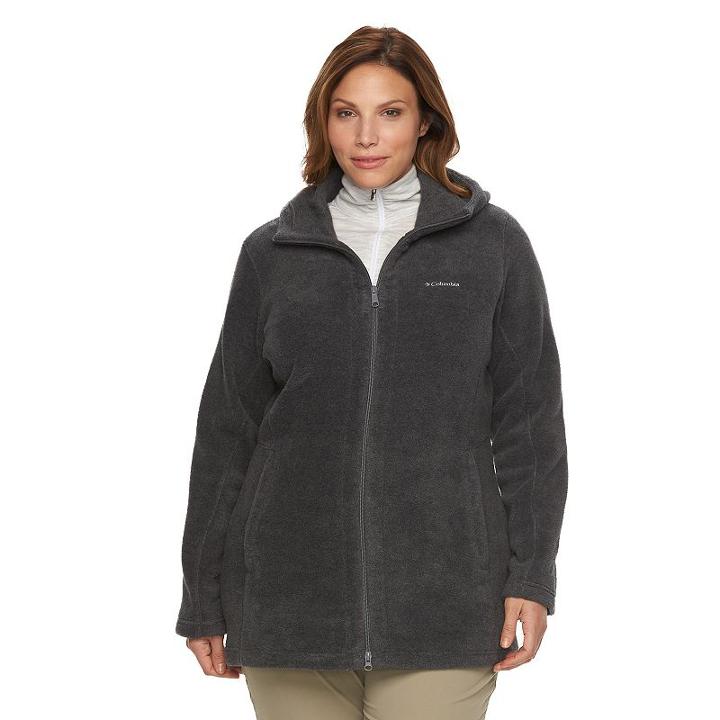 Plus Size Columbia Three Lakes Hooded Long Fleece Jacket, Women's, Size: 2xl, Med Grey
