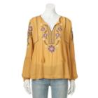 Women's Sonoma Goods For Life&trade; Embroidered Peasant Top, Size: Xl, Gold