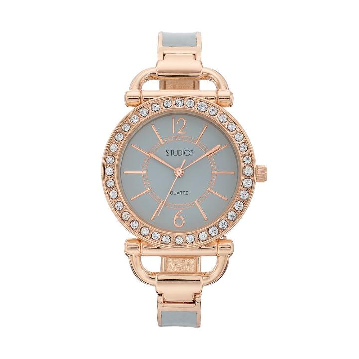 Studio Time Women's Crystal Hinged Cuff Watch, Size: Medium, Grey