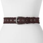 Women's Apt. 9&reg; Faux Suede Whipstitch Grommet Belt, Size: 2xl, Dark Brown