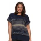 Plus Size Dana Buchman Fringe Dolman Sweater, Women's, Size: 1xl, Blue