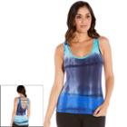 Women's Balance Collection Ladder Back Tie Dye Tank Top, Size: Small, Med Blue