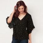 Women's Lc Lauren Conrad Print Flounce Sleeve Top, Size: Xs, Lt Beige