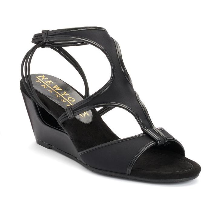 New York Transit Brightest Up Women's Wedge Sandals, Size: 7.5 Wide, Black