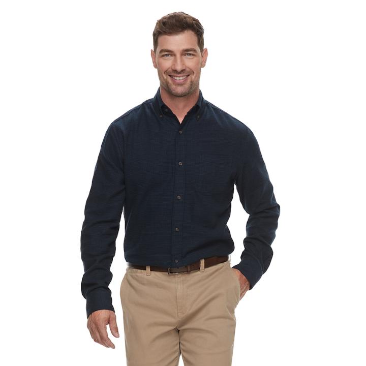 Men's Croft & Barrow&reg; Slim-fit Flannel Button-down Shirt, Size: Xxl, Dark Blue