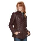 Women's Gallery Quilted Faux-leather Jacket, Size: Large, Red