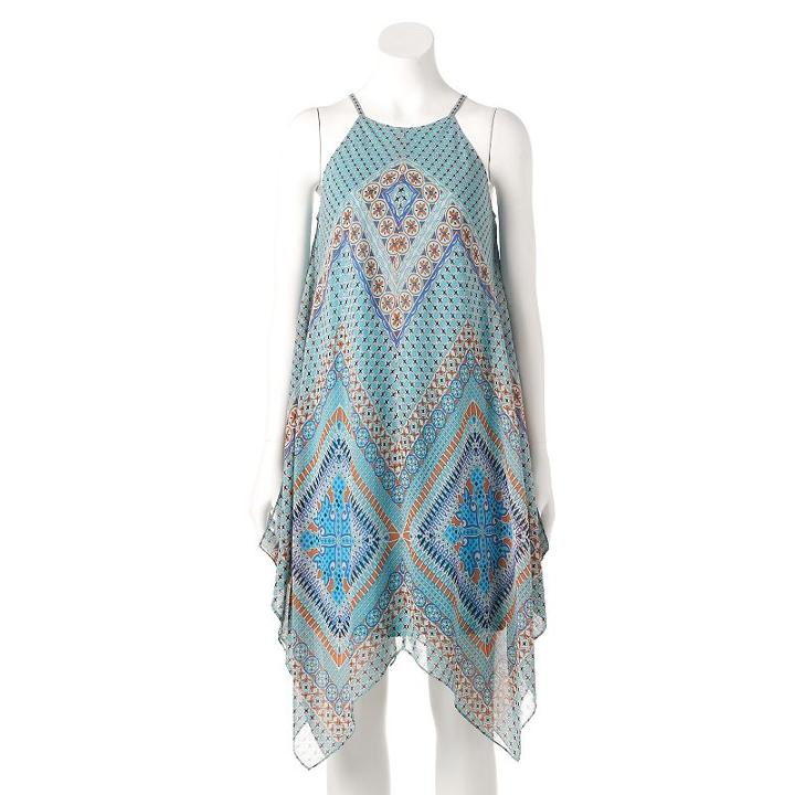 Women's Msk Geometric Shift Dress, Size: Large, Light Blue