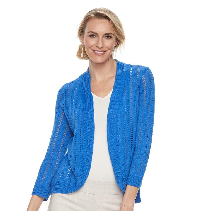 Women's Dana Buchman Open-stitch Cardigan, Size: Xl, Med Blue