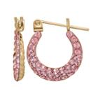14k Gold Pink Crystal Hoop Earrings - Kids, Girl's