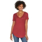 Juniors' Mudd&reg; Short Sleeve V-neck Tee, Girl's, Size: Medium, Med Red
