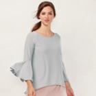 Women's Lc Lauren Conrad Bell Sleeve Split-back Top, Size: Small, Light Grey