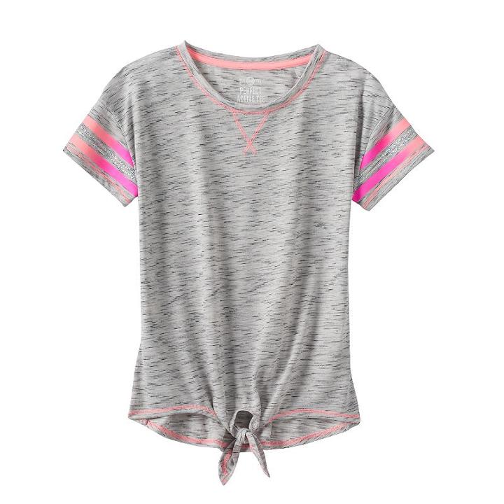 Girls 7-16 So&reg; Tie Front Space-dye Tee, Girl's, Size: 16, Black