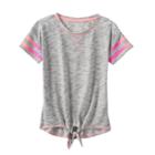 Girls 7-16 So&reg; Tie Front Space-dye Tee, Girl's, Size: 16, Black