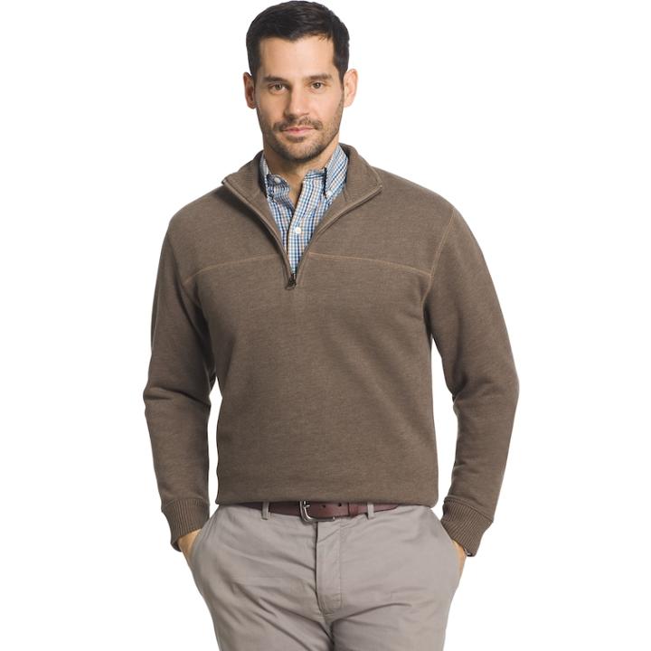 Big & Tall Arrow Classic-fit Sueded Fleece Quarter-zip Pullover, Men's, Size: 3xb, Red/coppr (rust/coppr)