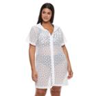 Plus Size Beach Scene Lace Cover-up, Women's, Size: 2xl, White