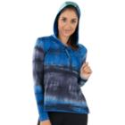 Women's Balance Collection Envelope Back Tie Dye Hoodie, Size: Large, Med Blue