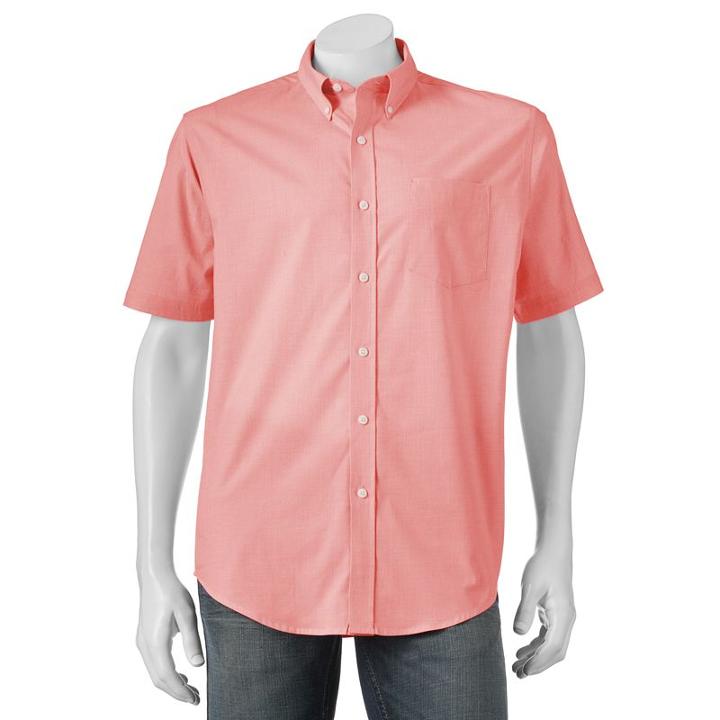 Men's Croft & Barrow&reg; True Comfort Classic-fit Stretch Button-down Shirt, Size: Small, Med Orange