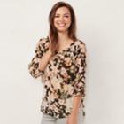 Women's Lc Lauren Conrad Printed Chiffon Peasant Top, Size: Xs, Oxford