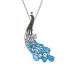 Simulated Opal & Marcasite Silver-plated Peacock Pendant Necklace, Women's, Blue