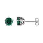 Laura Ashley Sterling Silver Lab Created Emerald Stud Earrings, Women's, Green