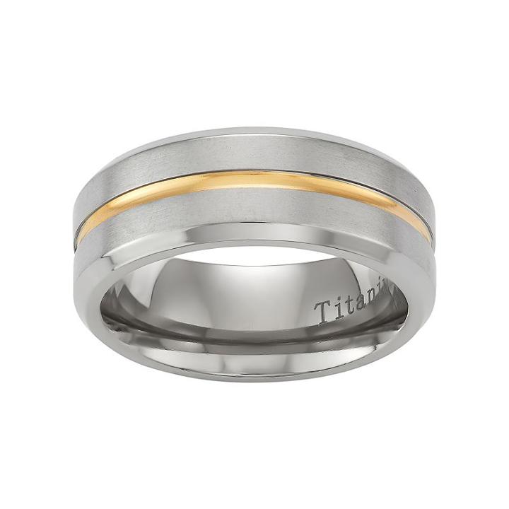 Territory Two Tone Titanium Men's Striped Wedding Band, Size: 11, Grey