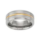 Territory Two Tone Titanium Men's Striped Wedding Band, Size: 11, Grey