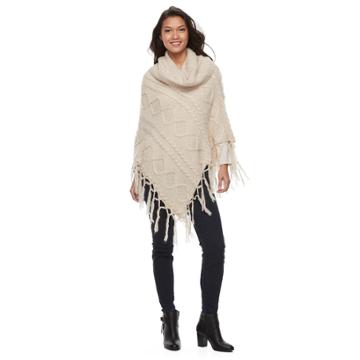 Manhattan Diamond Knit Poncho, Women's, Lt Beige