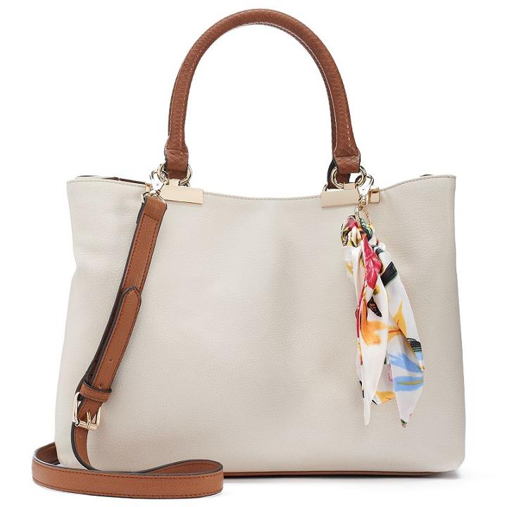 Apt. 9&reg; Jade Soft Satchel With Botanical Skinny Scarf, Women's, White Oth