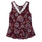 Girls 7-16 Iz Amy Byer Patterned Lace-up Tiered Swing Tank Top, Size: Large, Dark Red