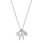 18k White Gold-plated Cubic Zirconia Wishbone & Flower Charm Pendant Necklace, Women's