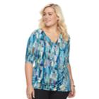 Plus Size Dana Buchman Wrap Top, Women's, Size: 2xl, Brt Blue