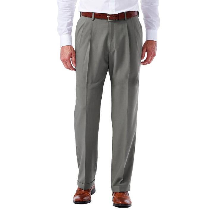 Big & Tall Haggar Eclo Glen Plaid Classic-fit Pleated Dress Pants, Men's, Size: 54x30, Med Grey
