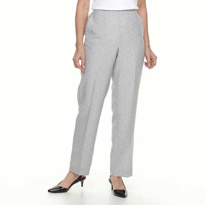 Petite Alfred Dunner Studio Pull-on Straight Leg Pants, Women's, Size: 18p-short, Grey