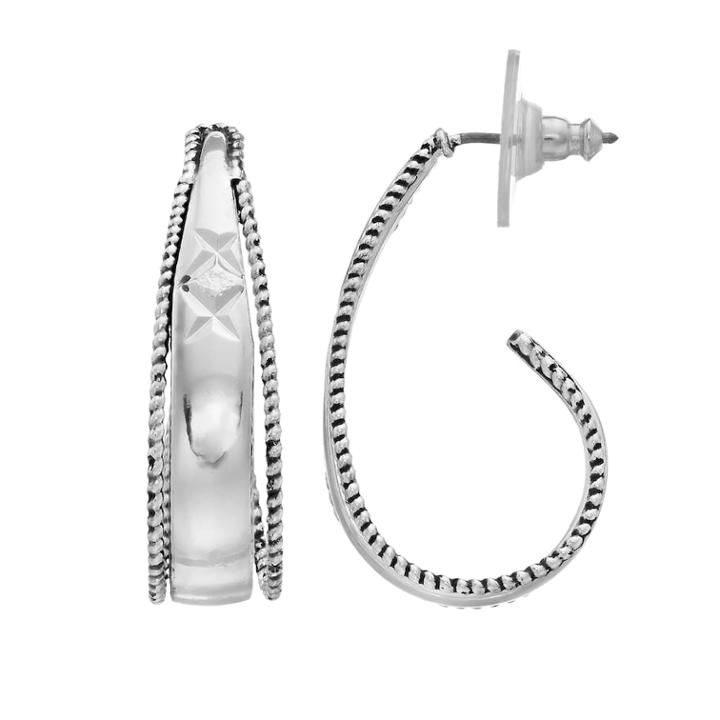 Napier Silver Tone Open Hoop Earrings, Women's