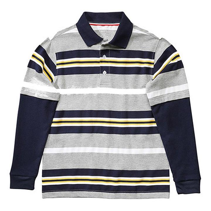 French Toast Striped Mock-layer Tee - Boys 4-7, Boy's, Size: 5, Grey