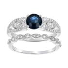 14k White Gold Sapphire & 1/2 Carat T.w. Diamond Engagement Ring Set, Women's, Size: 6, Blue