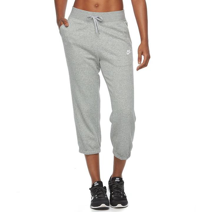 Women's Nike Fleece Capri Jogger Pants, Size: Xs, Grey Other