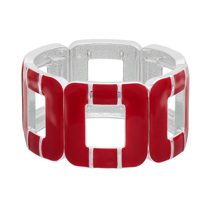Openwork Square Stretch Bracelet, Women's, Med Red
