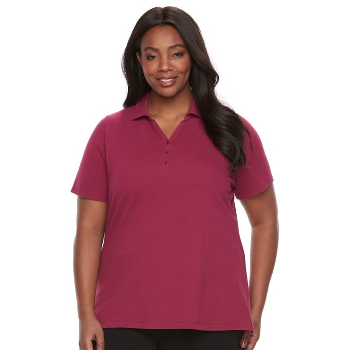 Plus Size Croft & Barrow&reg; Pique Polo, Women's, Size: 1xl, Pink