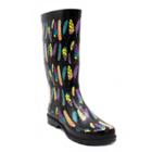 Sugar Raffle Women's Waterproof Rain Boots, Size: Medium (8), Black