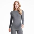 Women's Cuddl Duds Softwear With Stretch Crewneck Top, Size: Large, Grey (charcoal)