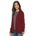 Women's Croft & Barrow&reg; Essential Open Front Cardigan, Size: Medium, Dark Red