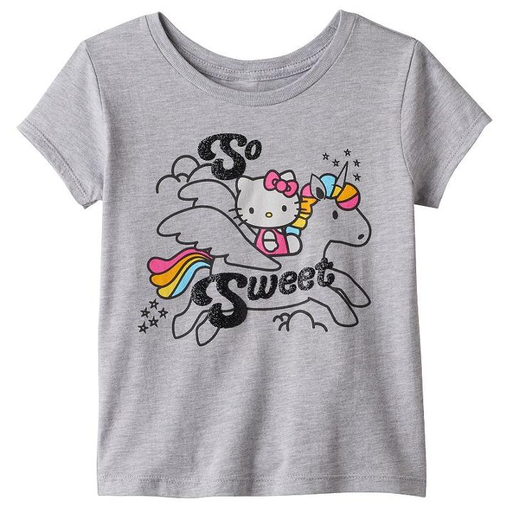 Girls 7-16 Hello Kitty&reg; So Sweet Unicorn Tee, Girl's, Size: Medium, Light Grey