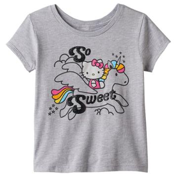 Girls 7-16 Hello Kitty&reg; So Sweet Unicorn Tee, Girl's, Size: Medium, Light Grey