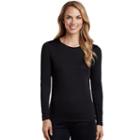 Women's Cuddl Duds Climatesmart Crewneck Top, Size: Regular, Black