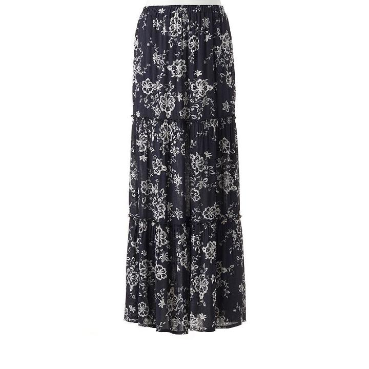 Juniors' Joe B Tiered Maxi Skirt, Girl's, Size: Large, White Oth