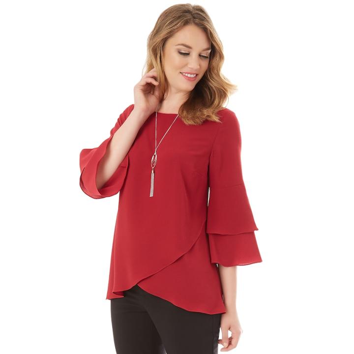 Women's Apt. 9&reg; Tiered Tulip Hem Top, Size: Xxl, Red/coppr (rust/coppr)