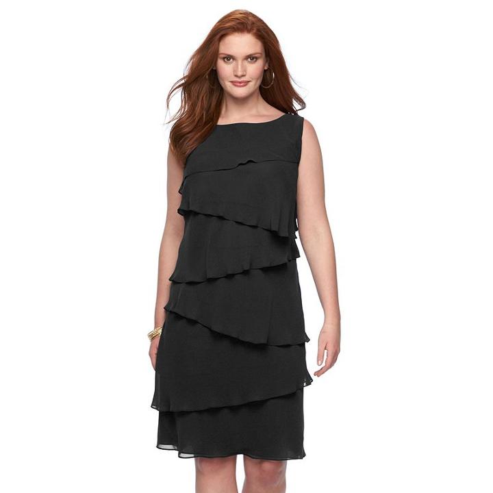 Plus Size Chaps Tiered Georgette Sheath Dress, Women's, Size: 24 W, Black