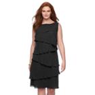 Plus Size Chaps Tiered Georgette Sheath Dress, Women's, Size: 24 W, Black