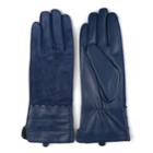 Women's Journee Collection Microfiber-lined Leather & Suede Gloves, Size: Small, Blue (navy)